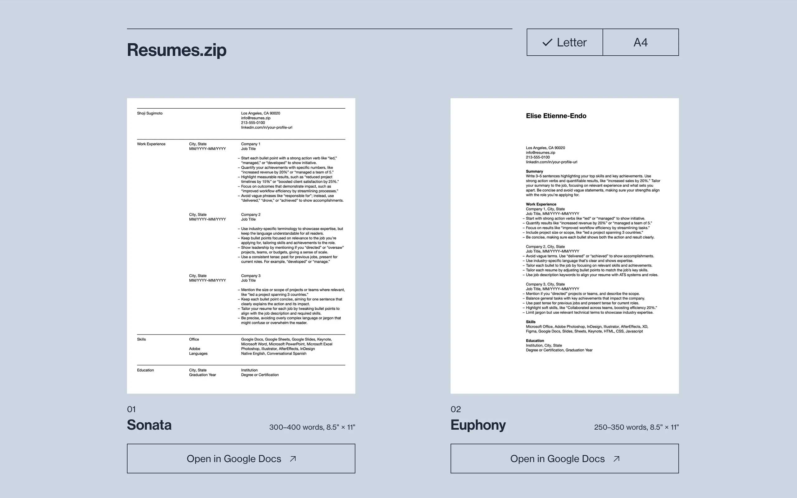 Resumes.zip — Landing page (desktop)